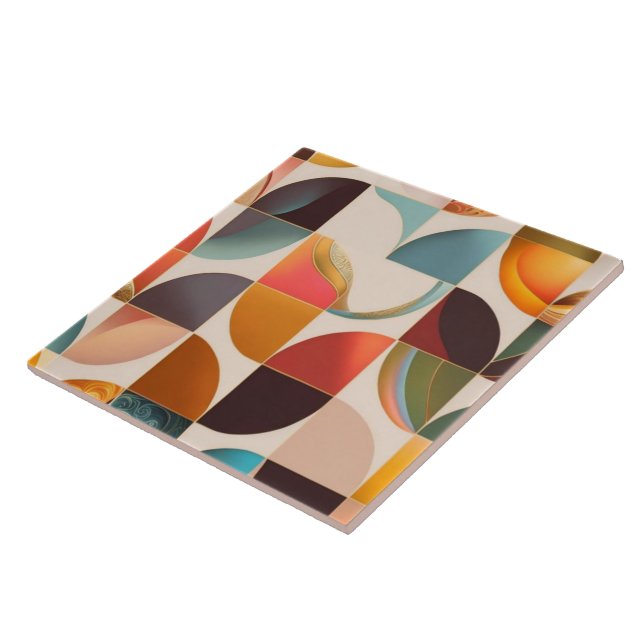 Retro Popular Abstract Squares Collection Ceramic Tile (Side)