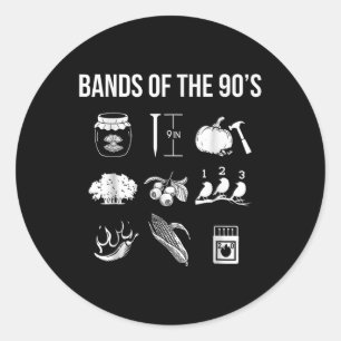 Retro Popular Music Bands Of The 90s Rock Funny Vi Classic Round Sticker