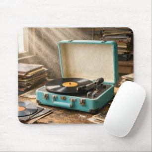 Retro Portable Record Player Mouse Pad
