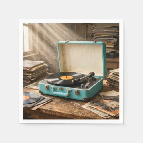 Retro Portable Record Player Napkins