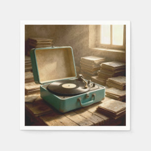Retro Portable Record Player with Vinyl  Napkins