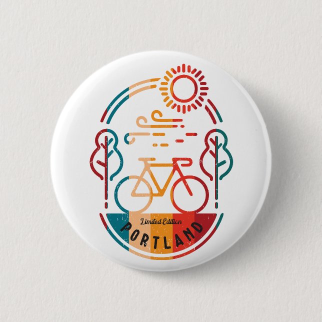 Retro Portland Bike Trail Button (Front)