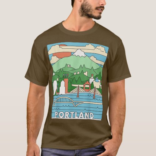 Retro Portland Oregon Art White Stag SignMt  T_Shirt