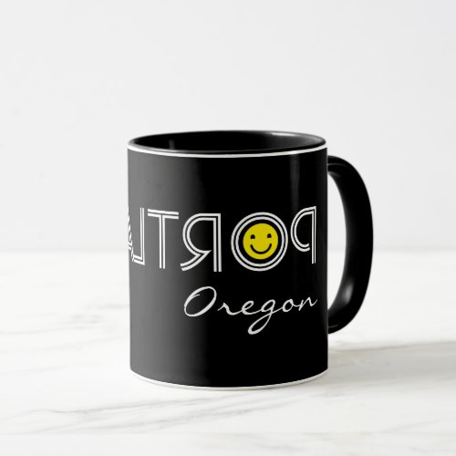 Retro Portland Oregon Mirror_Writing Happy Smile C Mug