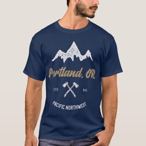 Retro Portland Oregon PDX Mountain T_Shirt