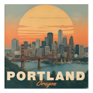 Retro Portland Oregon Skyline Vintage Travel Acrylic Print
