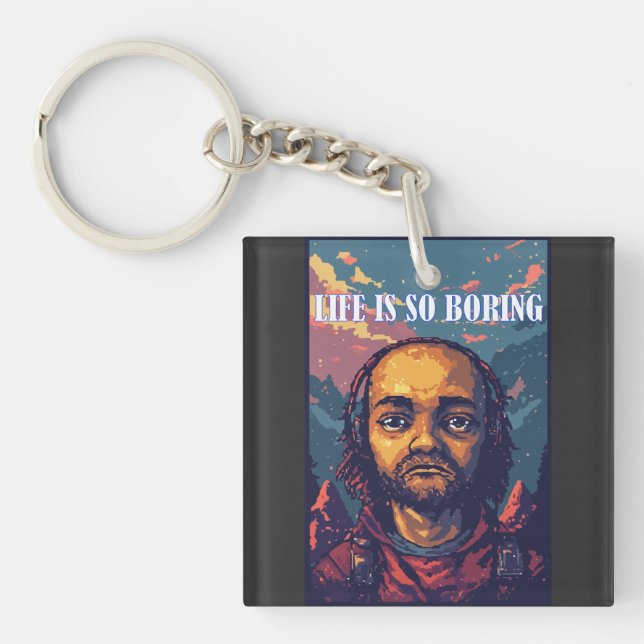 Retro Portrait Typography Keychain (Front)