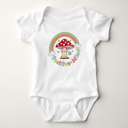 Retro Positive Mushroom Boho Hippie  Baby Bodysuit