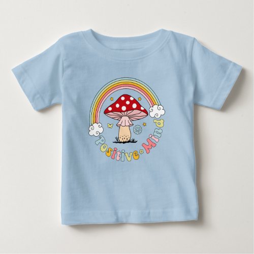 Retro Positive Mushroom Boho Hippie   Baby T_Shirt