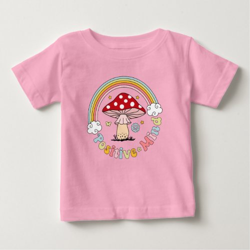 Retro Positive Mushroom Boho Hippie   Baby T_Shirt