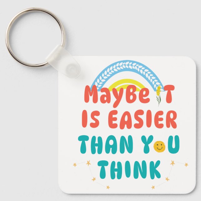 Retro Positive Quote  Keychain (Front)