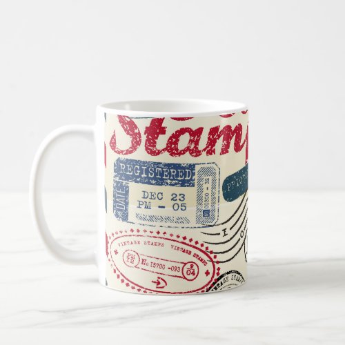 Retro post stamps vintage collection coffee mug