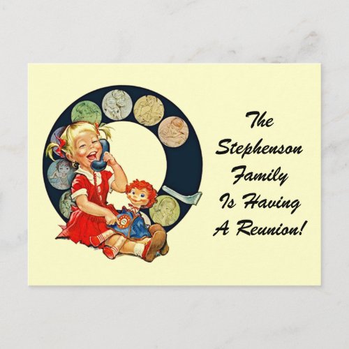 Retro Postcard Family Reunion Staying_In_Touch