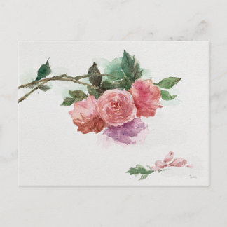 Retro Postcard Roses Flowers Artwork Card