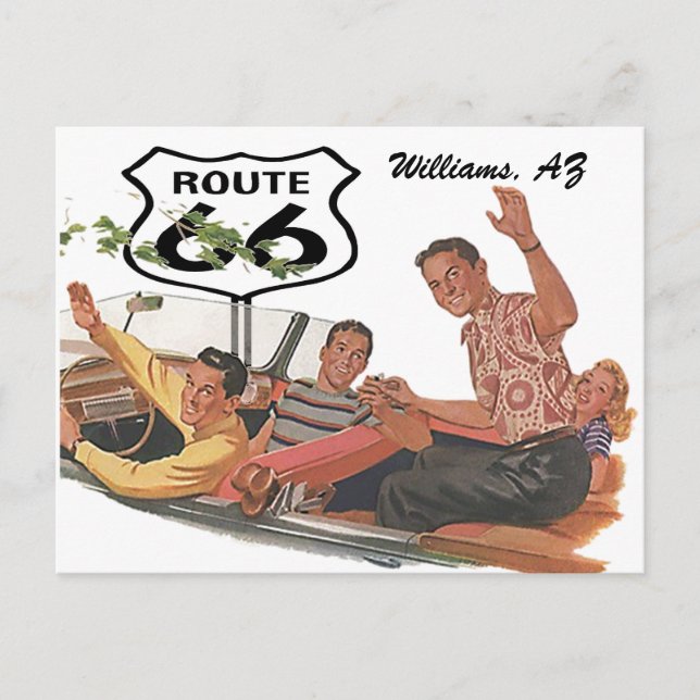 Retro Postcard Route 66 Stopover Promo Road Trip (Front)