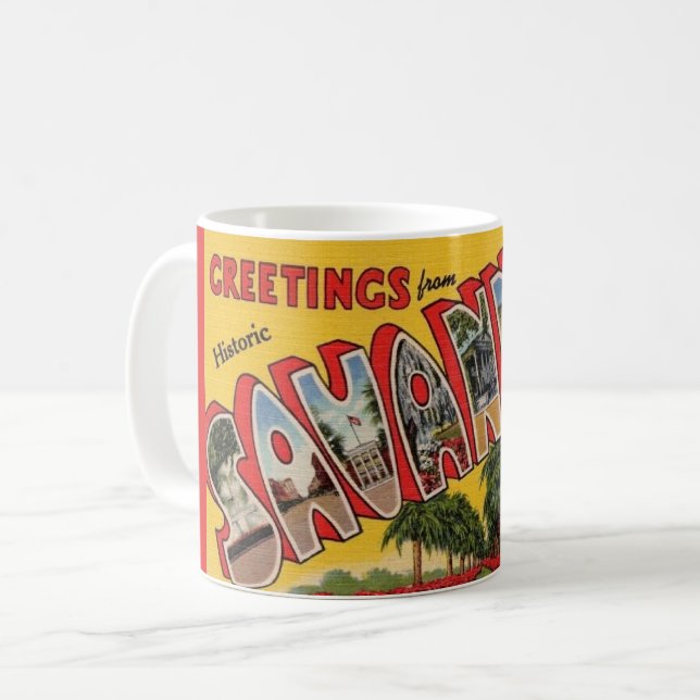 Retro Postcard Savannah Georgia Mug (Front Left)