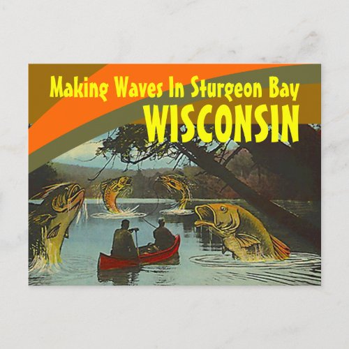 Retro Postcard Sturgeon Bay Wisconsin Exaggeration