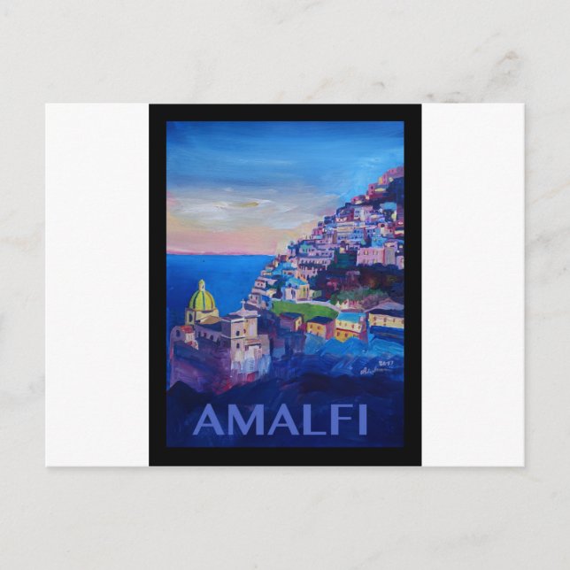 Retro Poster Amalfi Coast italy Postcard (Front)