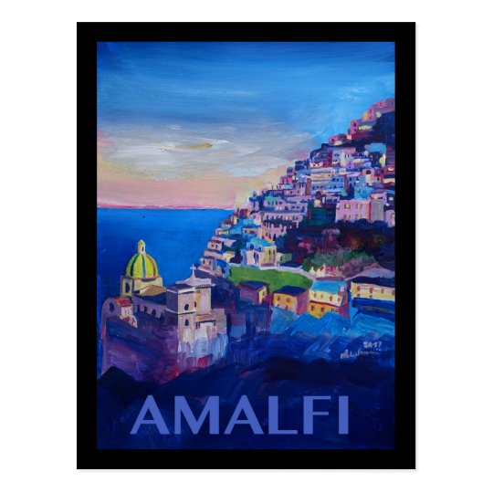 Retro Poster Amalfi Coast italy Postcard