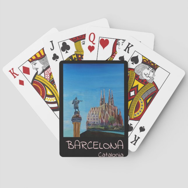 Retro Poster Barcelona Poker Cards (Back)