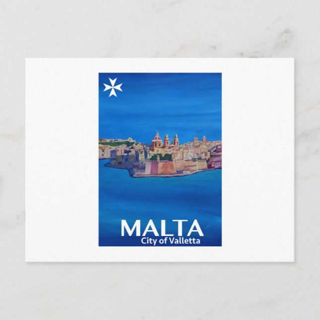 Retro Poster Malta Valetta  - City of Knights Postcard (Front)