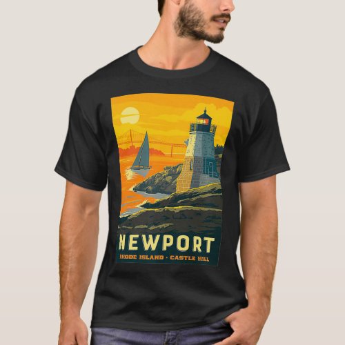 Retro Poster Newport Rhode Island Castle Hill Newp T_Shirt