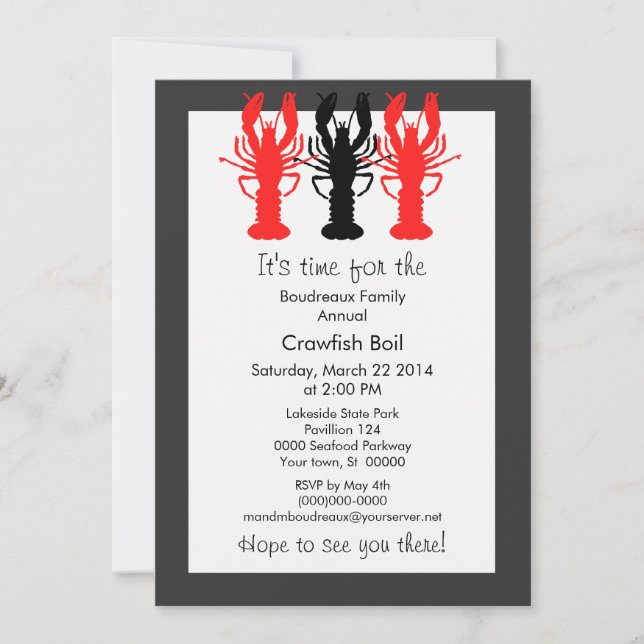 Retro Poster Style Crawish / Lobster Boil Invitation (Front)