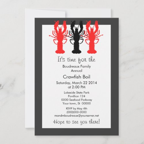 Retro Poster Style Crawish / Lobster Boil Invitations