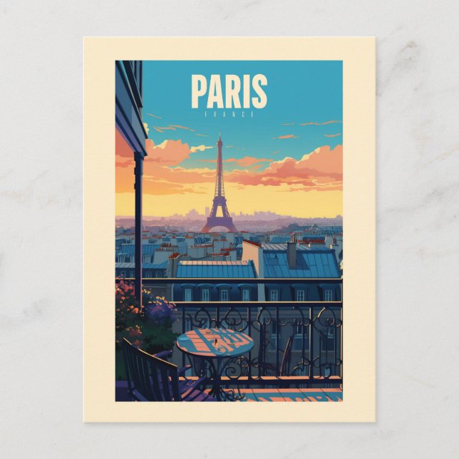 Retro poster - travel - vintage - Paris Postcard (Front)