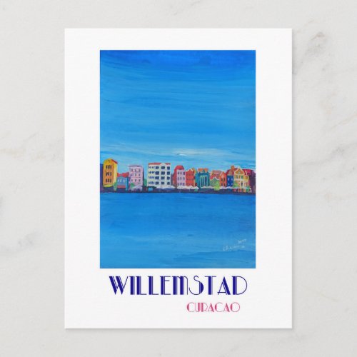 Retro Poster Willemstad Curacao Postcard