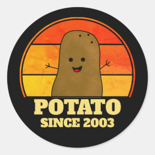 Retro Potato Birthday Year  Classic Round Sticker