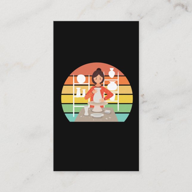 Retro Pottery Woman Ceramic Kiln Business Card (Front)