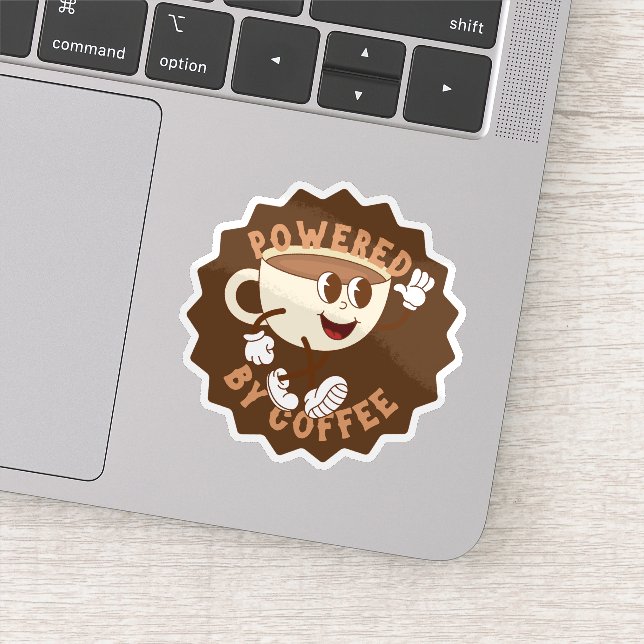 Retro Powered by Coffee Sticker (Detail)