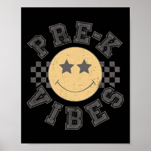 Retro Pre-k Vibes Teacher Student 1st Day Back To Poster