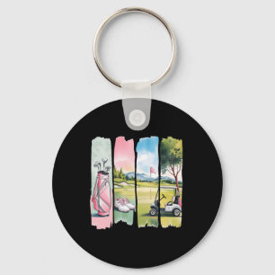 Retro Preppy Golf Golfer Women Girls Kids  Keychain