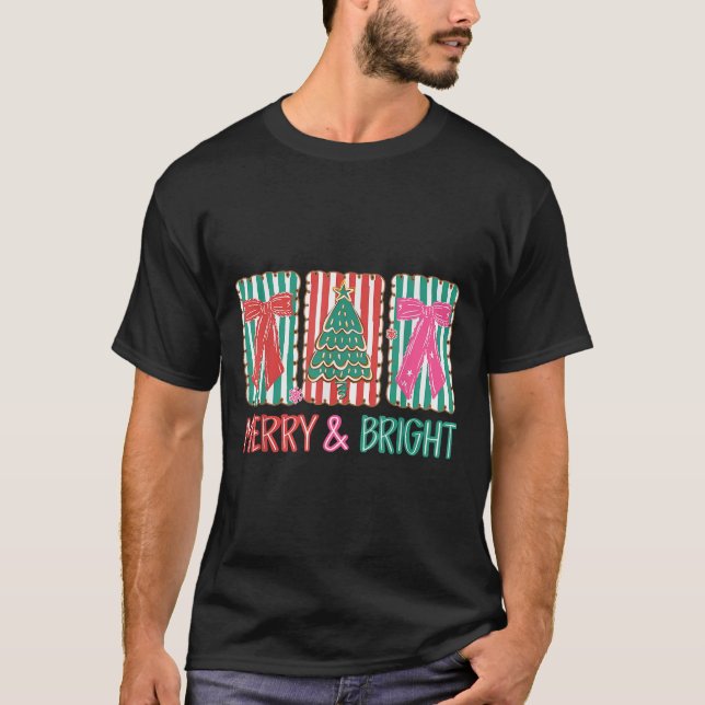 Retro Preppy Merry And Bright Girly Coquette Chris T-Shirt (Front)