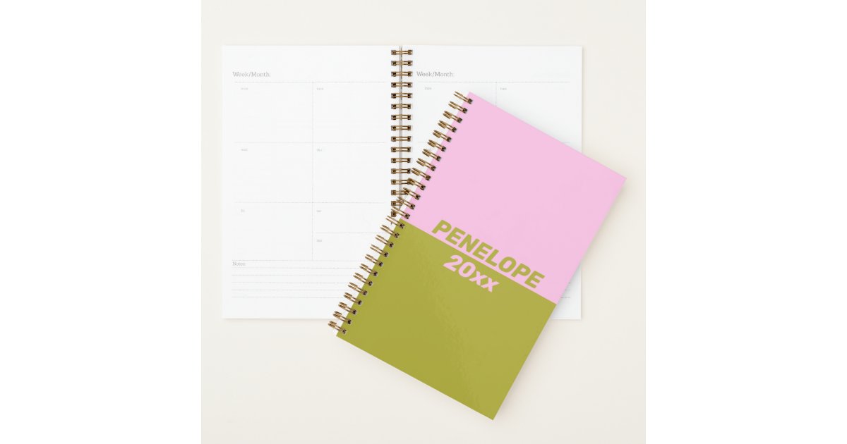 Retro Preppy Pink Green Geometric Personalized Planner | Zazzle