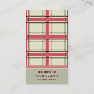 Retro Preppy Plaid Business Cards (silver/pink)