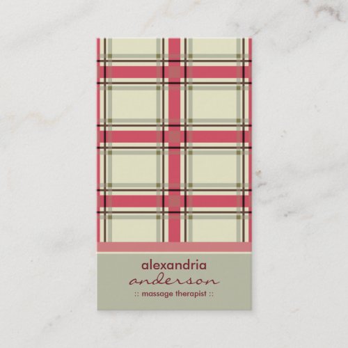 Retro Preppy Plaid Business Cards (silver/pink)