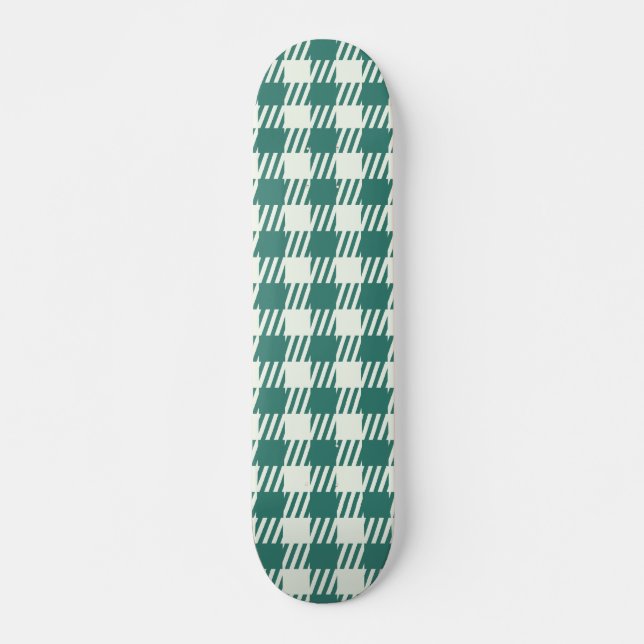 Retro Preppy Sportswear Checkered - Field Green Skateboard (Front)