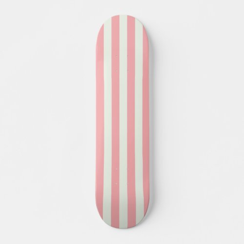 Retro Preppy Sportswear Stripes _ Pink Cream Skateboard