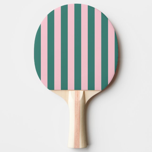 Retro Preppy Sportswear Stripes - Pink Green Ping Pong Paddle (Front)