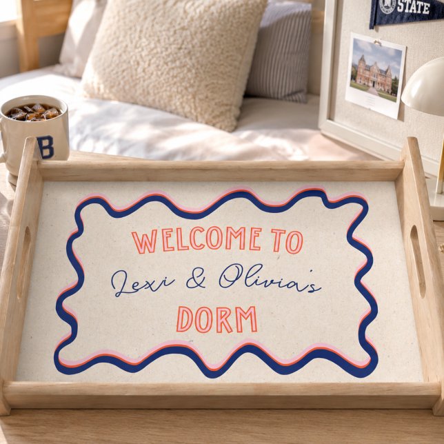 Retro Preppy Wavy Border Roommate Dorm Serving Tray (Retro Preppy Wavy Border Roommate Dorm Serving Tray)