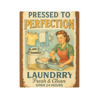 Retro Pressed to Perfection Laundry Metal Print
