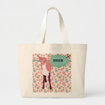 Retro Pretty Pink Deer Floral Bag by Greyszoo at Zazzle