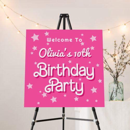 Retro Pretty Pink Malibu Birthday Parrty Welcome Foam Board