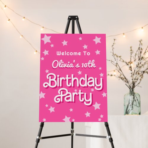 Retro Pretty Pink Malibu Birthday Party Welcome Foam Board