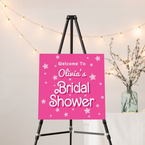 Retro Pretty Pink Malibu Bridal Shower Welcome Foam Board