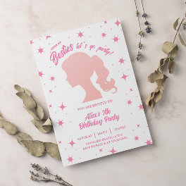 Retro Pretty Pink Malibu Stars Birthday Party Invitation