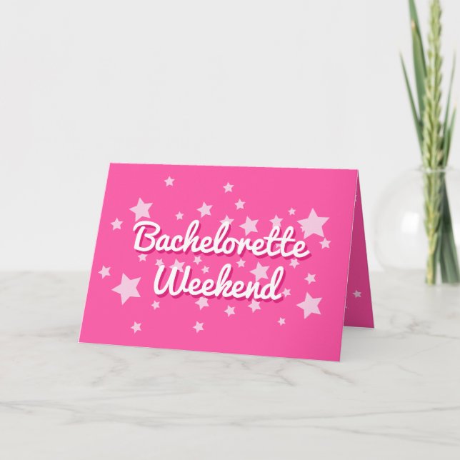 Retro Pretty Pink Stars Bachelorette  Invitation (Front)
